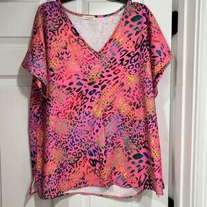 NWT Cotton Bleu bright pink  SS shirt sz XL